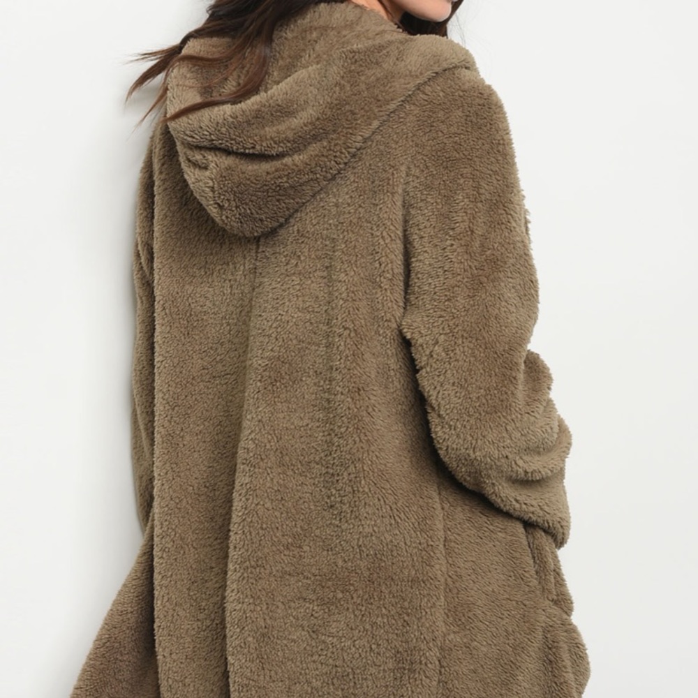 HAILEY MOCHA teddy bear soft Sherpa fleece- Hoodie - Picture 3 of 3
